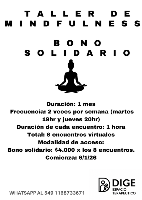 Encuentro virtual de mindfulness con bono solidario