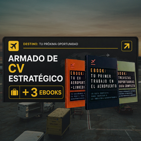 ARMADO DE CV ESTRATÉGICO + 3 EBOOKS: Tu Carrera Aeroportuaria de cero a PROFESIONAL ✈️