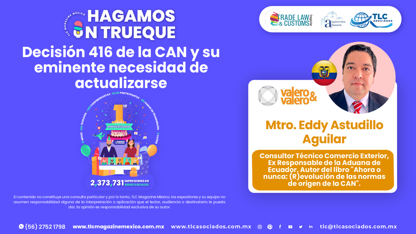 Hagamos un Trueque - Decisión 416 de la CAN y su eminente necesidad de actualizarse por el Mtro. Eddy Astudillo Aguilar