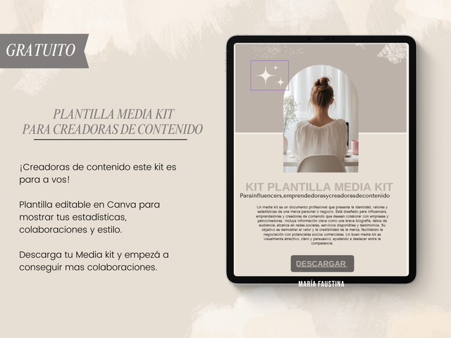 Plantilla Media Kit  para influencers, emprendedoras y creadoras de contenido 