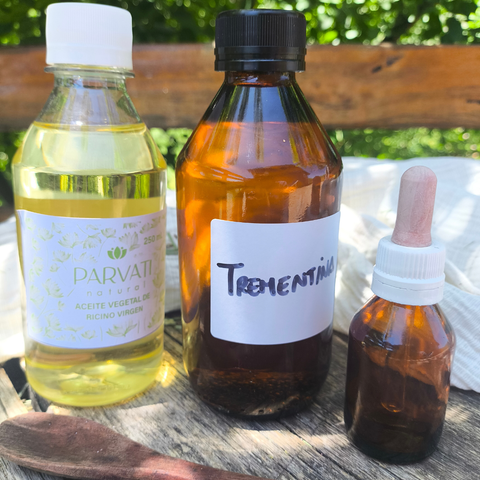 Resina de pino y Ricino