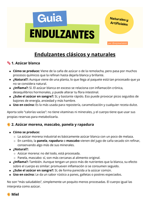 Guía de Endulzantes – Naturales, Polialcoholes y Artificiales