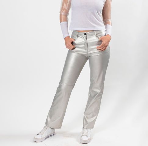 Pantalón Eco Cuero Plateado
