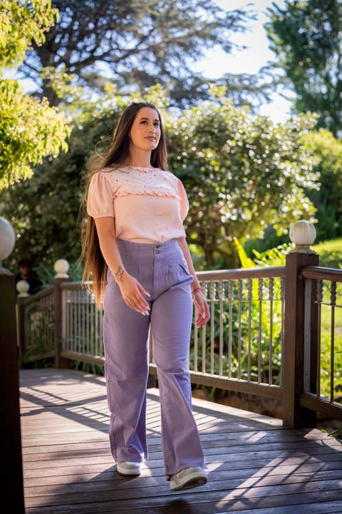 Blusa con Broderie - Rosa