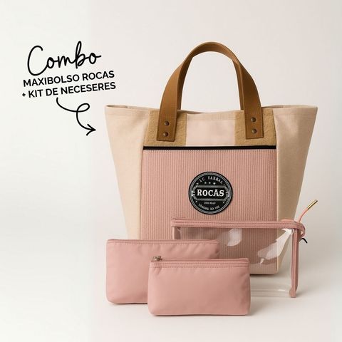 Combo “Esencial” de Maxi Bolso Rocas + Kit de Neceseres (x3 unidades)