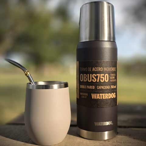Combo Matero Termo Waterdog OBUS750 Marrón Chocolate 750 ml + Mate Vassa de Acero Inoxidable 250 ml
