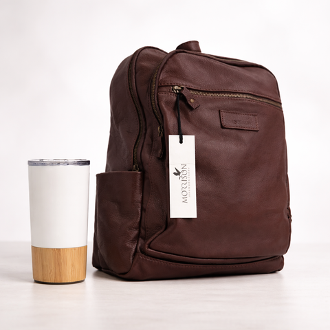 Combo: Elegancia y Funcionalidad- Mochila Morrison de Cuero + Vaso Térmico