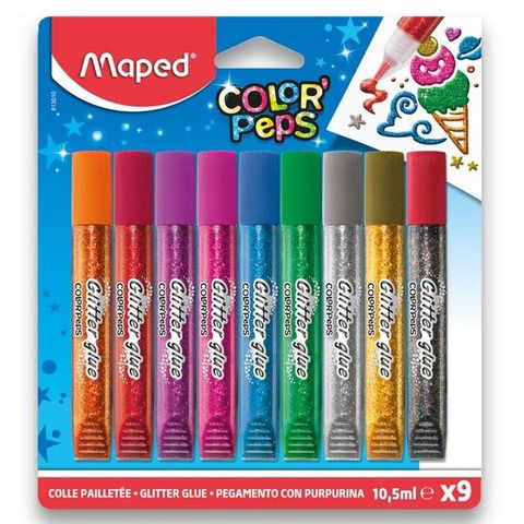 Pack Adhesivo Con Glitter x9 Maped 