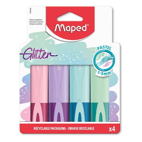 Resaltadores Maped Con Glitter Pastel x4