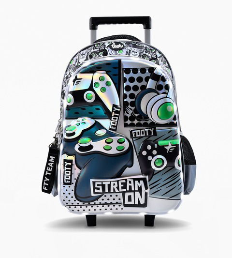 Mochila Footy Carro 18″ con Luz Gamer Stream Verde Termoformada!