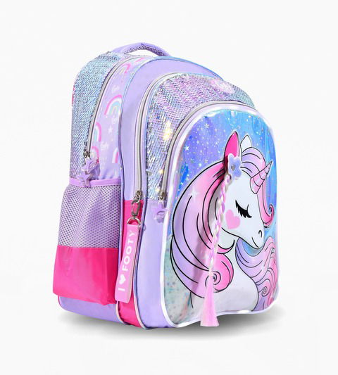 Mochila Footy  18″ con Luz Summer Unicornio Trenza Lila!