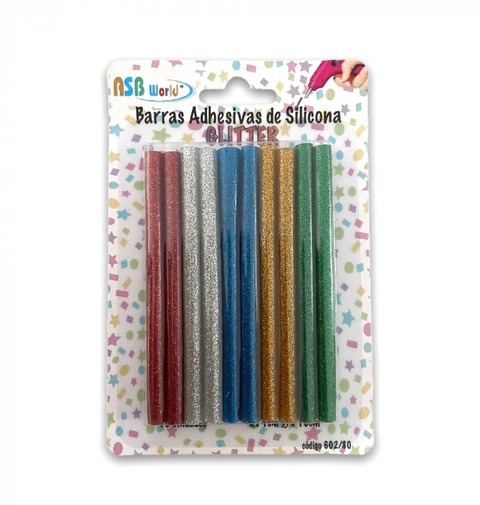 Barras Adhesivas Silicona con Glitter x10 Asb