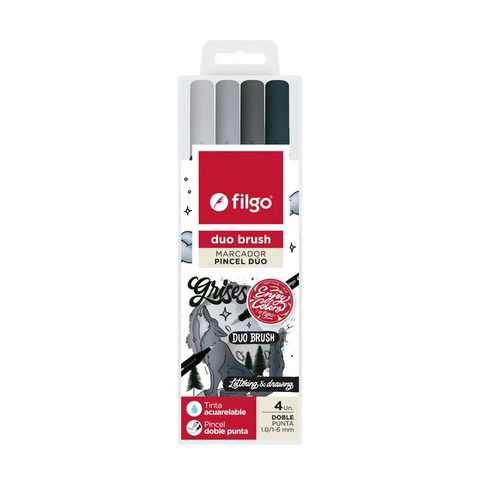 Marcador Filgo pincel doble punta Duo Brush Grises