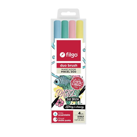 Marcadores Duo Brush Pastel Filgo x4