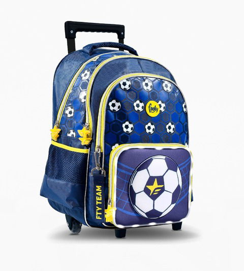 Mochila Footy Carro 18″ con Luz Play Futbol Azul Frente Imantado para Jugar!