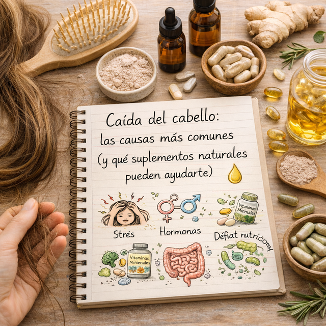 Caída del cabello: las causas más comunes (y qué suplementos naturales pueden ayudarte)