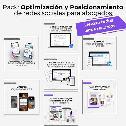 Pack Optimización y Posicionamiento de redes sociales para abogados