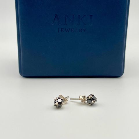 Silver Black Intertwined Earrings