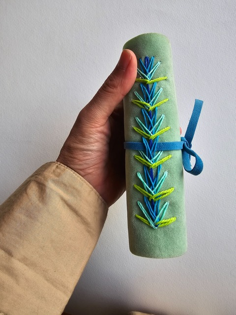 Bitácora mini 5 espigas verde y azules