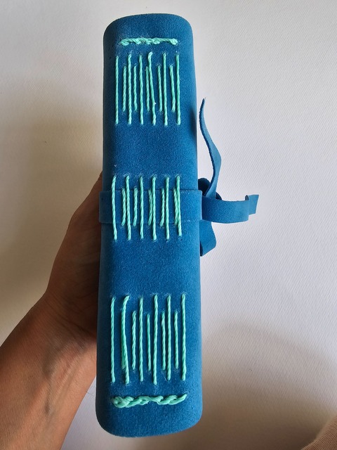 Bitacora Mini Azul Puntada Larga verde Agua