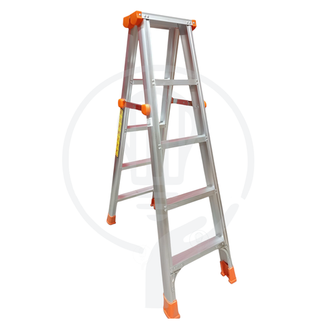 escalera plegable, aluminio, 1,5 metros de alto, 5 peldaños