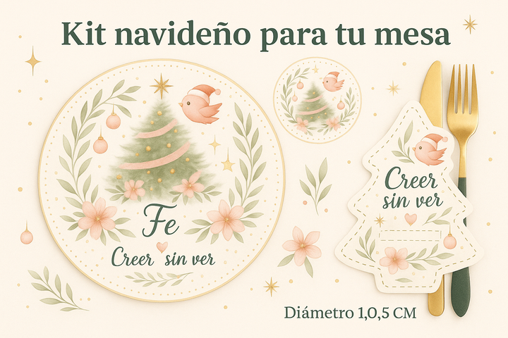 Kit  Deco Mesa Navideña / Fe = creer sin ver 
