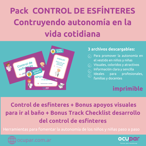 Pack CONTROL DE ESFÍNTERES: Control de esfínteres + Bonus Apoyo visual + Bonus Track Checklist desarrollo del control de esfínteres