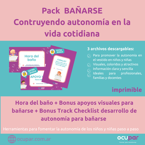 Pack BAÑARSE: Hora del baño + Bonus Apoyos visuales + Bonus Track Desarrollo de autonomía en la hora del baño