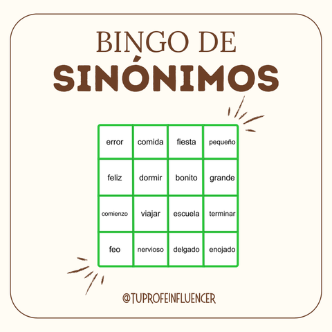 Bingo de SINÓNIMOS
