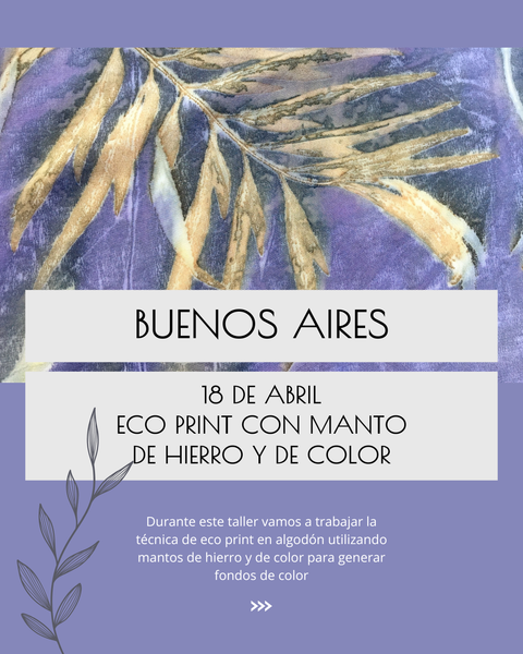 TALLER DE ECO PRINT CON MANTO DE HIERRO Y MANTO DE COLOR / ABRIL / BUENOS AIRES