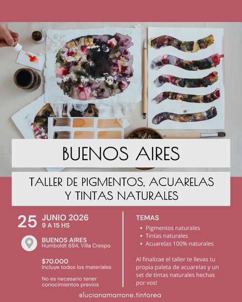 TALLER DE PIGMENTOS, ACUARELAS Y TINTAS NATURALES