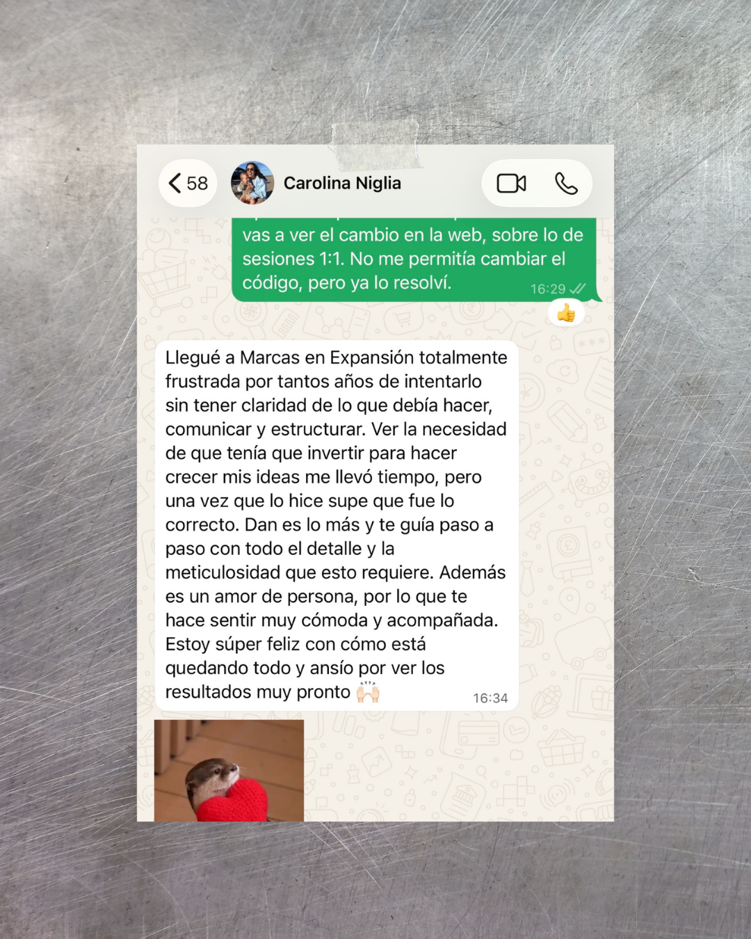 Testimonio de Carolina Niglia, psicóloga.