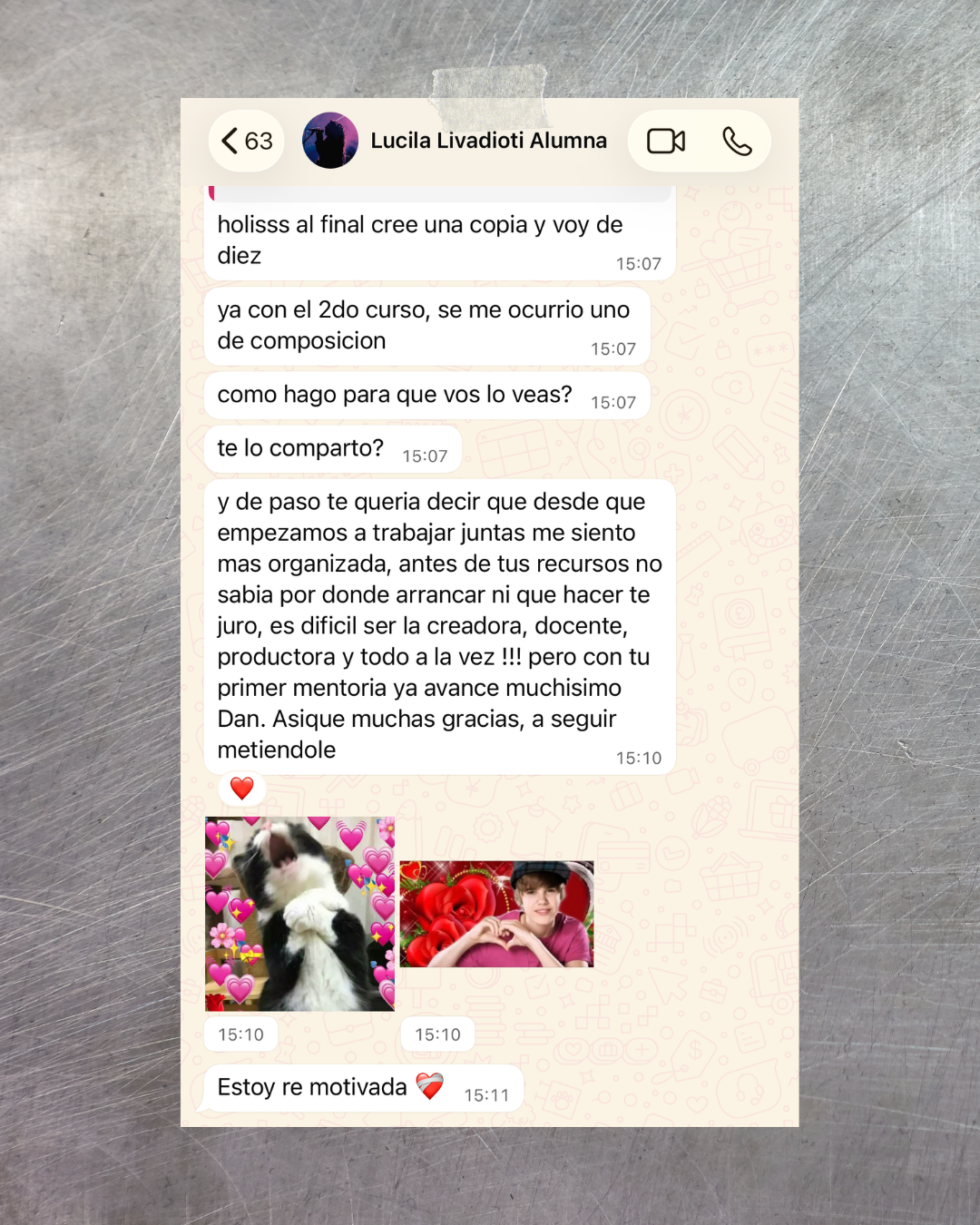 Testimonio de Lucila Livadioti, compositora musical.