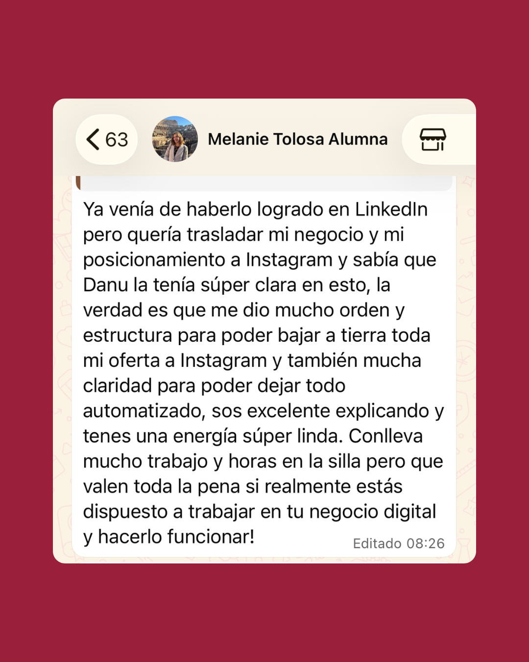 Testimonio de Melanie Tolosa