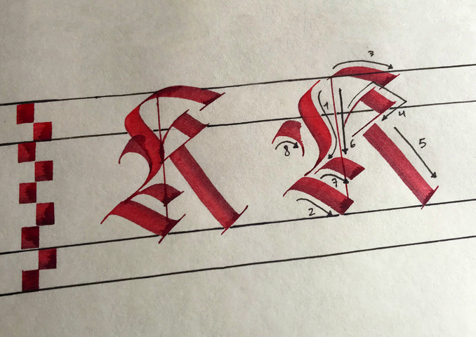 (eng-esp) Grilla Gótica Fraktur - Minúsculas y Mayúsculas -  Para Pluma de 6mm