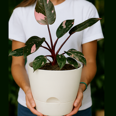 Maceta Autorriego Blanca 25 cm – Estética limpia y cuidado inteligente