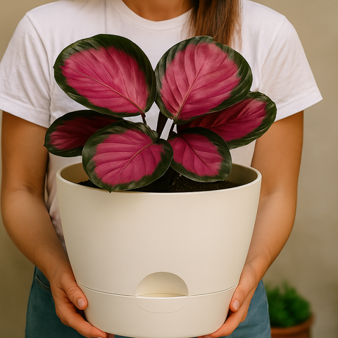 Maceta Autorriego Blanca 30 cm – Diseño moderno y sustentable