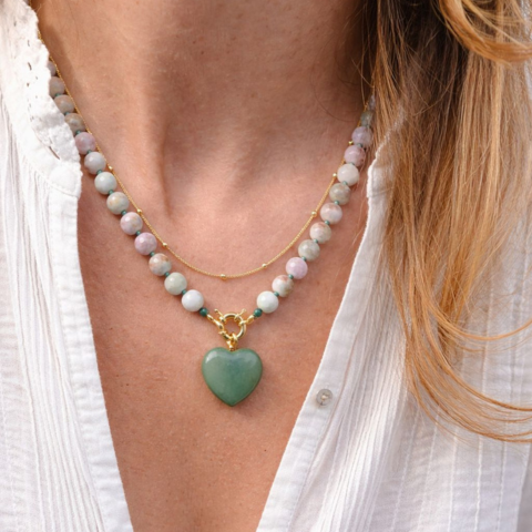 Collar Cristal Verde Corazón