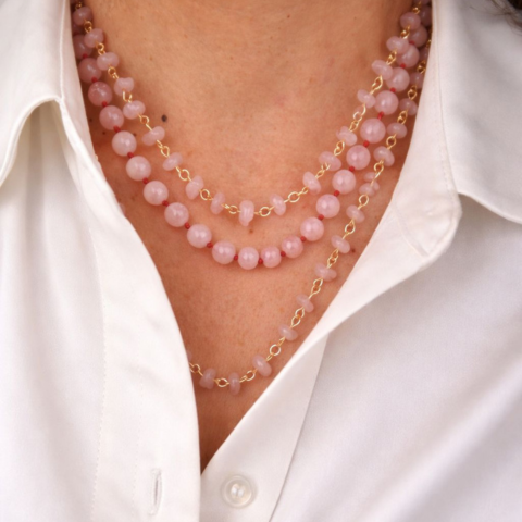 Duo Collar Cuarzo Rosa 