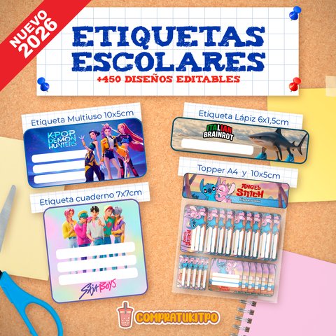🔖 Etiquetas Escolares Editables 2026