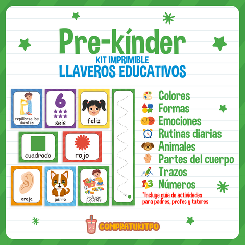 🟢 Llaveros educativos: Pre-Kinder
