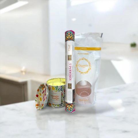 Combo Vela Patagonia + Difusor Ambiente 120ml + Sah. Hexagonal Sacred