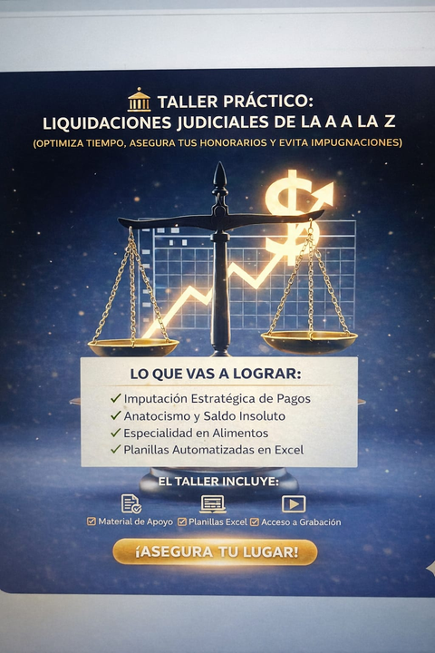  ¡DE 0 A EXPERTO! LIQUIDACIONES JUDICIALES EN MATERIA CIVIL COMERCIAL Y ALIMENTOS