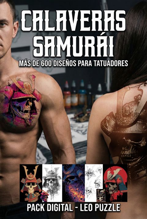Pack BUSHIDO SKULS: 600 Diseños de Calaveras Samurai para Tatuadores