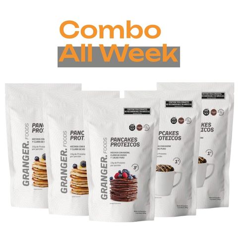 Granger Foods: Combo Desayuno y Merienda Proteico All Week (3 pancake Proteicos +2 Cupcakes Proteicos)