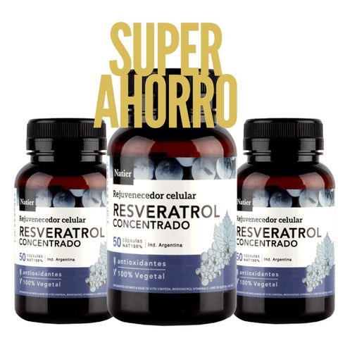 Natier: Resveratrol Antioxidante Natural Cápsulas X 150 Vegano Sin Gluten 