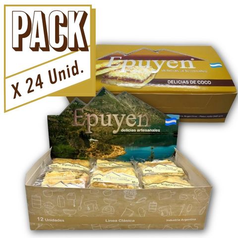 Cuadraditos de Coco con Dulce de Leche - Delicias Epuyén – Pack x 12 Unidades