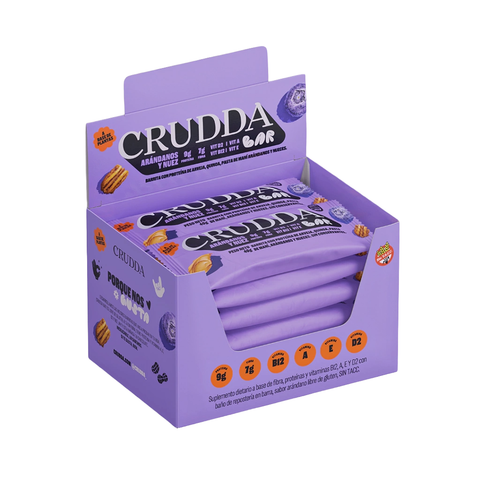 Barritas Cruda Sabor Arándano Y Nuez Crudda 40g. Pack x 10u.