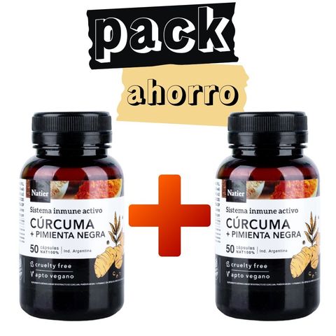 Natier: Cápsulas de Cúrcuma + Pimienta Negra - Pack Ahorro: 100 cápsulas