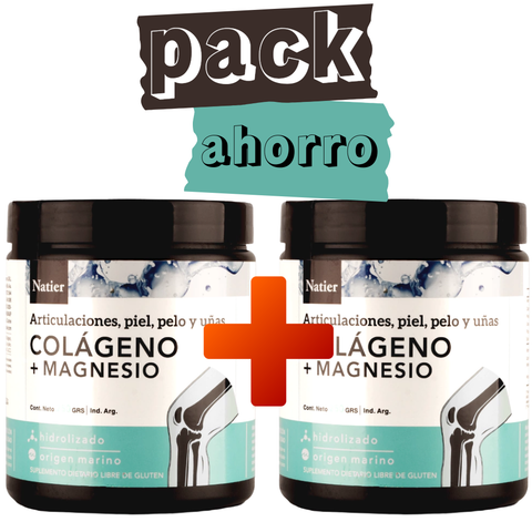 Natier: Colágeno + Magnesio en Polvo - Pack Ahorro 